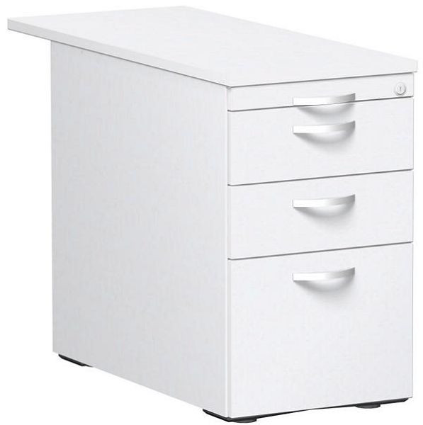geramöbel conteneur debout avec dossiers suspendus et 2 tiroirs métalliques et plaque de recouvrement 1000 mm, 438x1000x720, blanc/blanc/blanc, N-0310HR1-WWW
