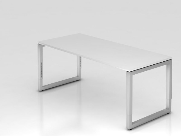 Bureau Hammerbacher O-foot carré 180x80cm blanc, forme rectangulaire avec plateau flottant, VRS19/W/S
