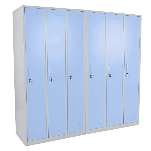 Casier Mendler Boston T829, coffre-fort casier, métal 6 compartiments, bleu, 54025+54025