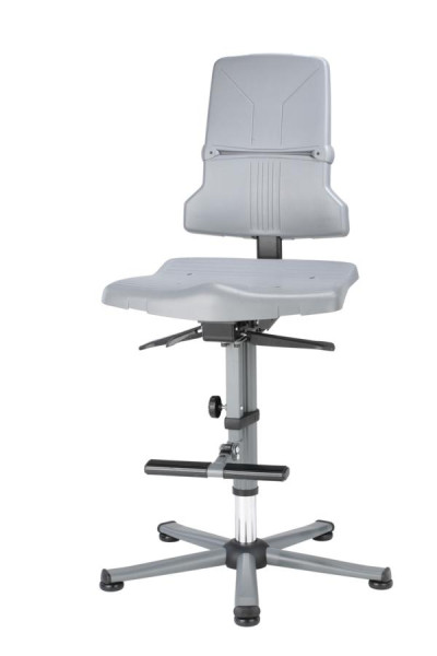 bimos Sintec chaise de travail pivotante, siège et dossier en plastique, patins, aide à la montée, 9811-1000
