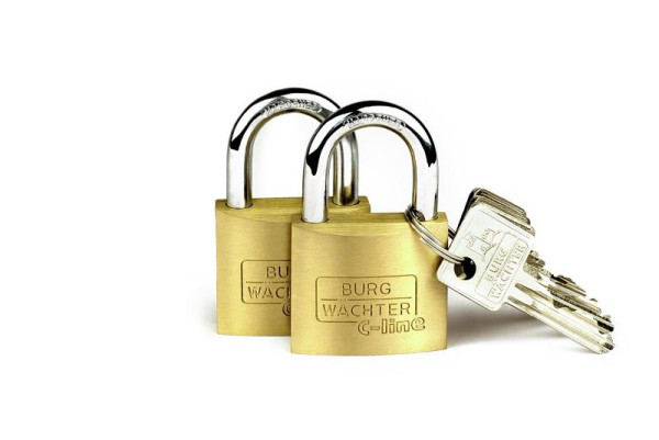 BURG-WÄCHTER lot de 2 - cadenas à cylindre Duo 222 40 GL SB, HxLxP (extérieur) : 60,6 x 40 x 12,7 mm, UE : 10 pièces (5x jeux de 2), 16501