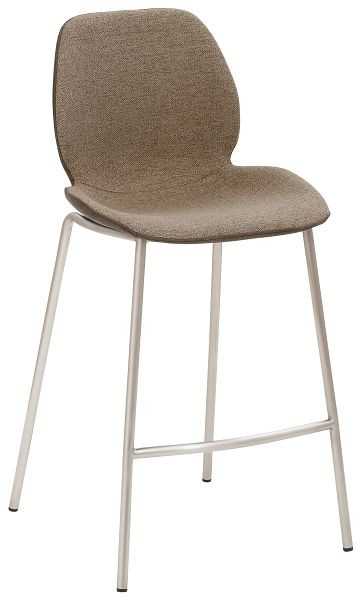 Tabouret Mayer Sitzmöbel mySOLO, housse d'assise en cuir synthétique vintage boue/sable chiné, structure à quatre pieds en acier inoxydable, 1176_V4_528