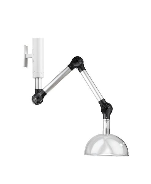 Bras GEOVENT PERMA 1420 mm, 3 articulations, noir, ø76, fixation murale avec embase 180mm et hotte aspirante ø380, polycarbonate, 10-408SL+10-415+10-416