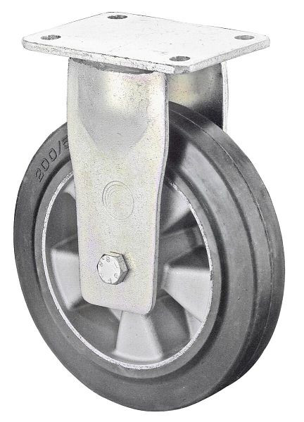 Roulette robuste BS Wheels, roulette fixe, largeur de roue 60 mm, Ø roue 300 mm, capacité de charge 700 kg, bandages élastiques noirs, aluminium, roulements à billes, RR110.B80.300