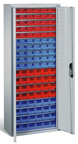 Armoire Bedrunka+Hirth avec boîtes de rangement visibles, 9x étagères, dimensions en mm (LxPxH) : 700 x 300 x 1690, 40 boîtes de rangement visibles, 04.413.22