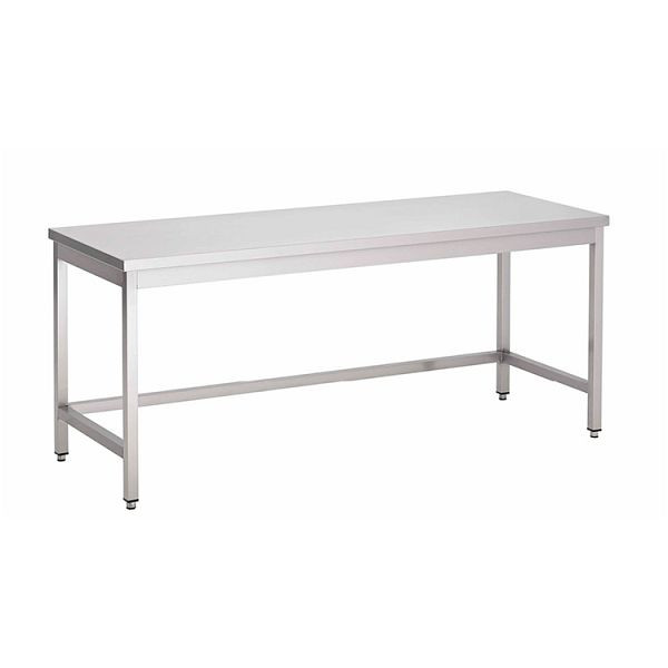 Table de travail Gastro-Inox en acier inoxydable AISI 430 sans base, 1700x600x850mm, renforcée de 18 mm d'épaisseur, aggloméré enduit, 301.201