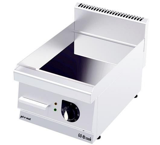 plaque de gril électrique gel-o-mat CO Cook 600, modèle GF4060EC, plaque lisse, chromée dur, avec bac récupérateur de graisse, 400 mm, GF4060EC