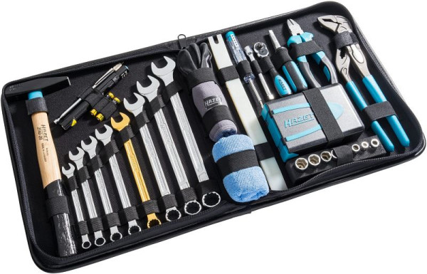 Mallette à outils Hazet en cuir premium, hexagone solide 6,3, carré creux 6,3 mm, profil de traction externe à double hexagone, nombre d'outils : 64, 1520/64