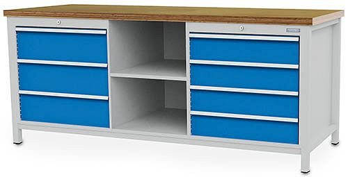 Établi à caisson Bedrunka+Hirth 2000, avec 6 tiroirs, 2000x750x859mm, 03.20.17VA