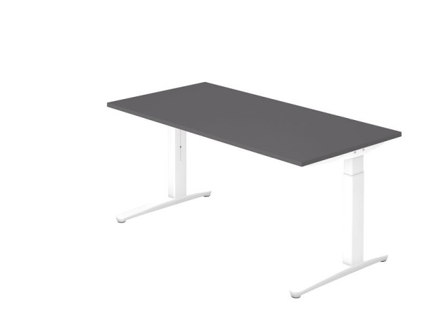 Bureau Hammerbacher pied C 160x80cm graphite/blanc, forme rectangulaire, VXB16/G/WW