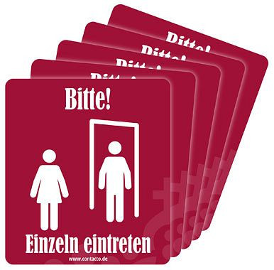 Panneau contacto ''Entrez individuellement'', autocollant, 12 cm, paquet de 5, 7590/512