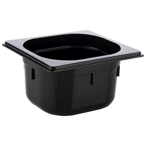 Bac APS GN 1/6, 17,6 x 16,2 cm, profondeur : 100 mm, polycarbonate, noir, 1,5 litre, 82077