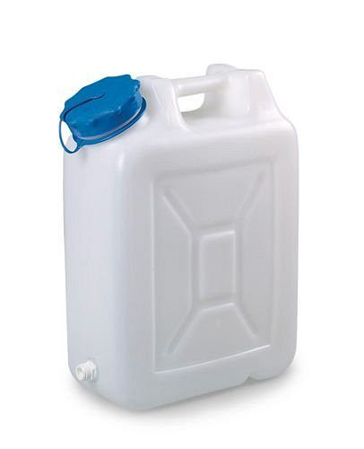 Bidon DENIOS à col large en polyéthylène (PE), volume de 20 litres, avec raccord fileté, 250-197