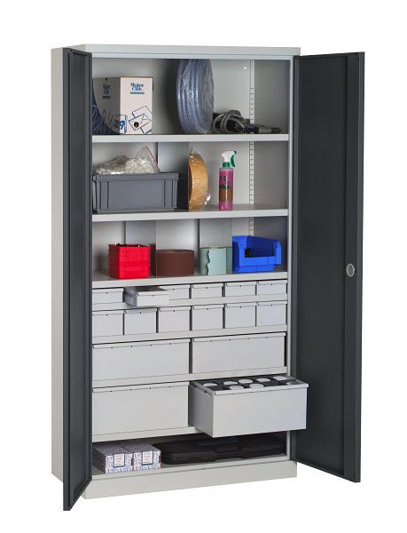 SOFAME meuble d'atelier équipé 1000x500x1950mm, 6 tiroirs + 6 tiroirs + 2 tiroirs + 2 tiroirs + 7 étagères, gris anthracite, W030090027GCGA