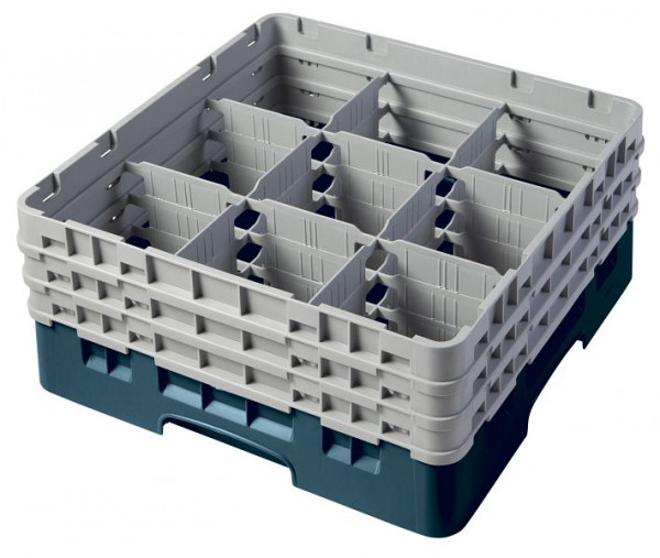 Panier de lavage Cambro 9 compartiments Camrack® 17,4 cm turquoise, lot de 3, 9S638414