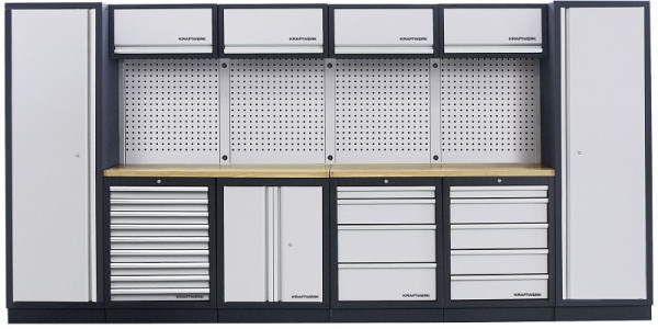 Système d'armoire d'atelier Kraftwerk MOBILIO à 6 éléments, construction autoportante, aucune fixation nécessaire, avec paroi carrée perforée, 3964F