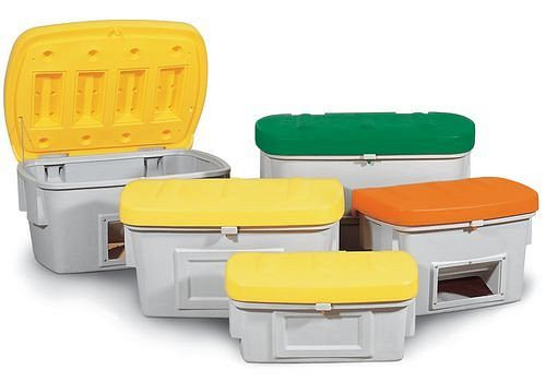 Récipient à sable DENIOS SB 200 en polyéthylène (PE), volume de 200 litres, avec couvercle
