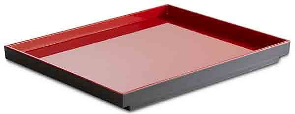 Plateau APS GN 1/2 -ASIA PLUS-, 32,5 x 26,5 cm, hauteur : 3 cm, mélamine, intérieur : rouge, brillant, extérieur : noir, mat, 15456
