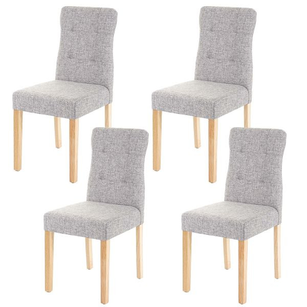 Mendler ensemble de 4 chaises de salle à manger HWC-E58, chaise chaises de salle à manger, tissu/textile gris, pieds clairs, 67984