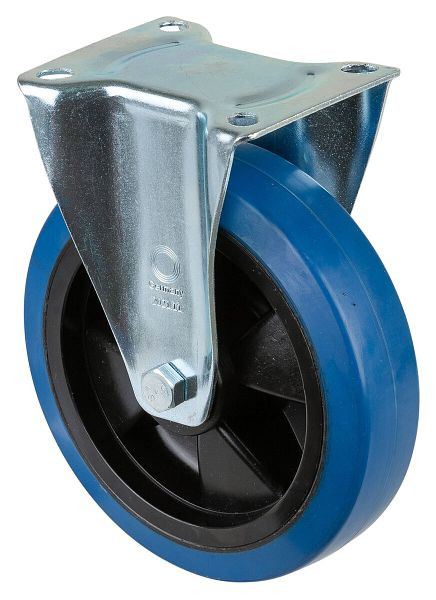Rouleau de transport BS rollers, rouleau fixe, largeur de roue 50 mm, roue Ø 200 mm, capacité de charge 300 kg, pneus élastiques bleus, plastique, roulements à billes, L410.B62.201