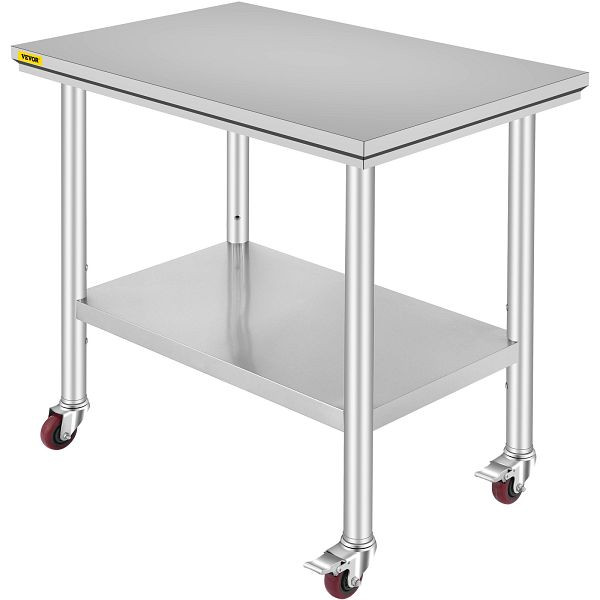 Table de travail VEVOR 91 x 60 x 82 cm établi en acier inoxydable table de travail capacité de charge 160 kg, SYGZT36X24INDJL01V0