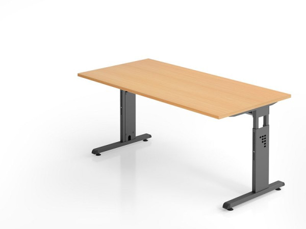 Bureau Hammerbacher OS16, 160 x 80 cm, plateau : hêtre, épaisseur 25 mm, chant ABS 2 mm, forme rectangulaire, VOS16/6/G