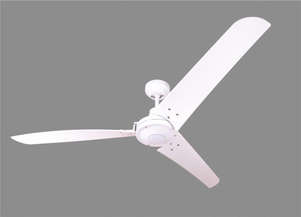 Ventilateur de plafond industriel Pepeo Vourdries Blanc 142 cm avec interrupteur mural, 1351201114285215