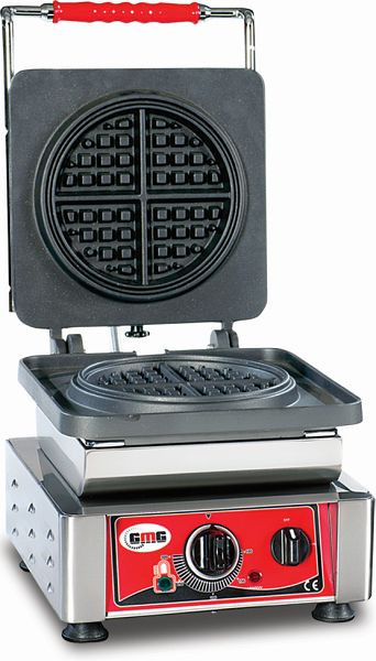 Gaufrier américain GMG, 1x (Ø16 x 1,5 cm), plaque de cuisson interchangeable, très facile à monter, 50° à 300°C, facile à nettoyer, WE-06
