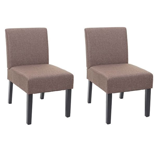Mendler ensemble de 2 chaises de salle à manger HWC-F61, chaise chaise longue, tissu/textile, marron, 70176