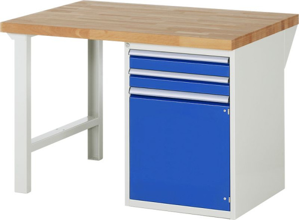 Établi RAU série 7000 - conception modulaire, conteneur de sous-structure (2x tiroir, 1x porte battante), 1250x840x900 mm, 03-7503A1-129B4S.11