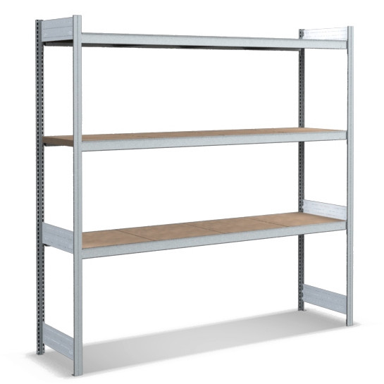 BITO grande étagère set /350kg 1999x2066x524 3 niveaux aggloméré galvanisé, C1255-0007