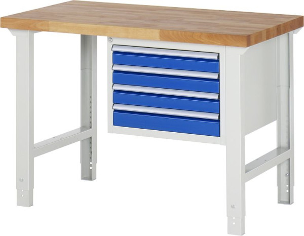 Etabli RAU série 7000 - modèle 7133, L1250 x P700 x H790-1140 mm, base système L1250 x P650 x H750-1100 mm, 03-7133A1-127B4H.11
