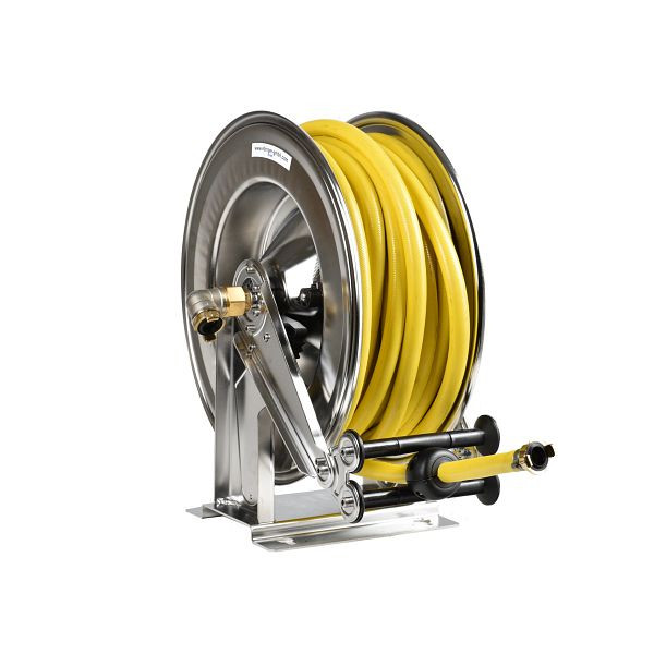 Enrouleur Ebinger OSM 610, max. 10bar / 50 °C, 20m - Tuyau textile PVC 3/4" R, boîtier : acier inoxydable, 1.614.131
