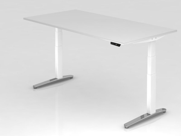 Bureau assis-debout électrique Hammerbacher 200x100cm blanc/blanc, poli, forme rectangulaire, VXBHM2E/W/WC