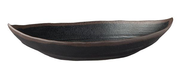 Bol à feuilles APS -MARONE-, 25,5 x 14 cm, hauteur : 5,5 cm, mélamine, noir, avec bord marron, 0,4 litre, 84100