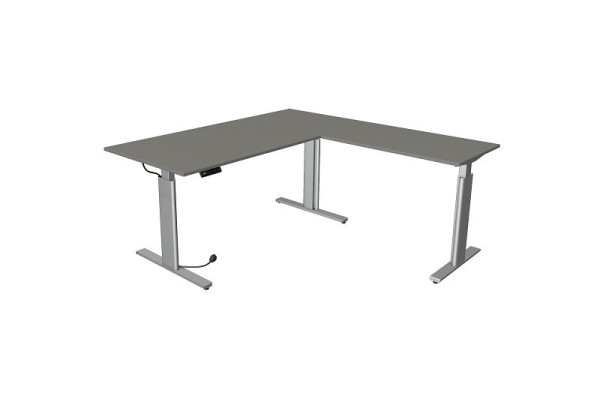 Table assis/debout Kerkmann Move 3 argent L 2000 x P 1000 mm avec élément complémentaire 1000 x 600 mm, graphite, 10234312