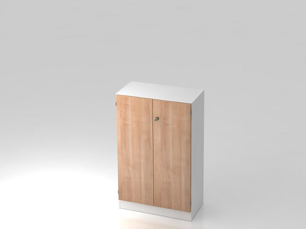 Armoire Hammerbacher 3OH avec panneau de base poignée rayée blanc/noyer, 80x42x127 cm (LxPxH), V6550/W/N/SG