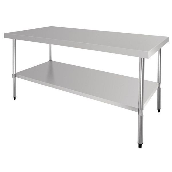 Table de préparation Vogue Central Island en acier inoxydable 180cm, GL279