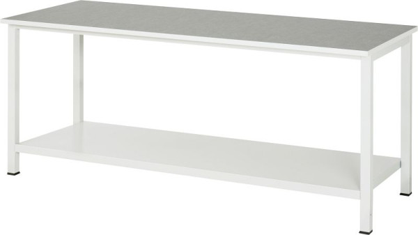Table de travail RAU série 900, L2000xP800xH825mm, plateau avec revêtement universel/linoléum, avec étagère en bas, profondeur 650mm, 03-900-6-L25-20.12
