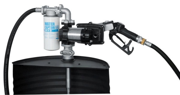 Pompe vide-fût ZUWA diesel/essence/kérosène EX50 DC 12V ATEX, avec pistolet automatique, sans compteur, débit 50 l/min, P37201