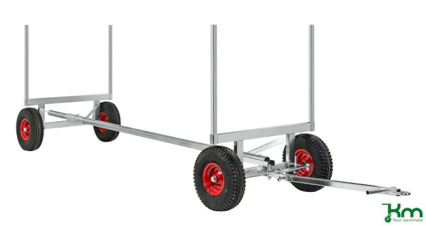 Wagon long Kongamek, galvanisé, 4000 x 1270 x 640 mm, pneumatiques avec jantes en plastique, KM125-E
