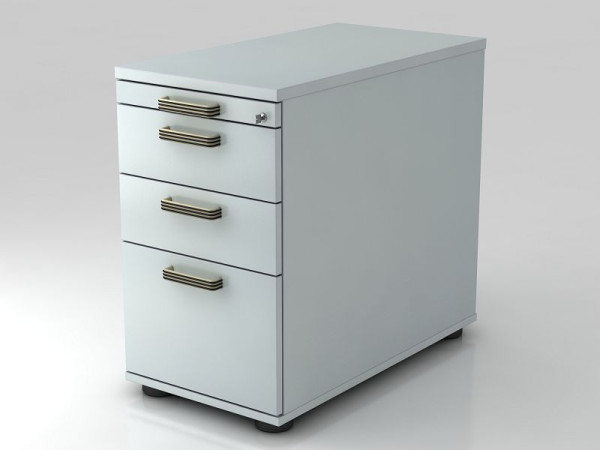 Conteneur sur pied Hammerbacher 80cm, 2 tiroirs, 1 HR, serrure, poignée bande grise, 42,8x72-76x80 cm, 1/3/3/6 HE, VSC40/5/5/SG