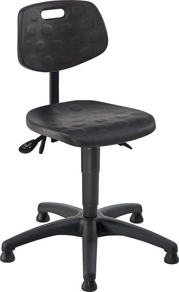Siège de travail pivotant Bedrunka+Hirth avec patins, hauteur d'assise 470 - 610 mm, assise : PU noir, 05.94.39