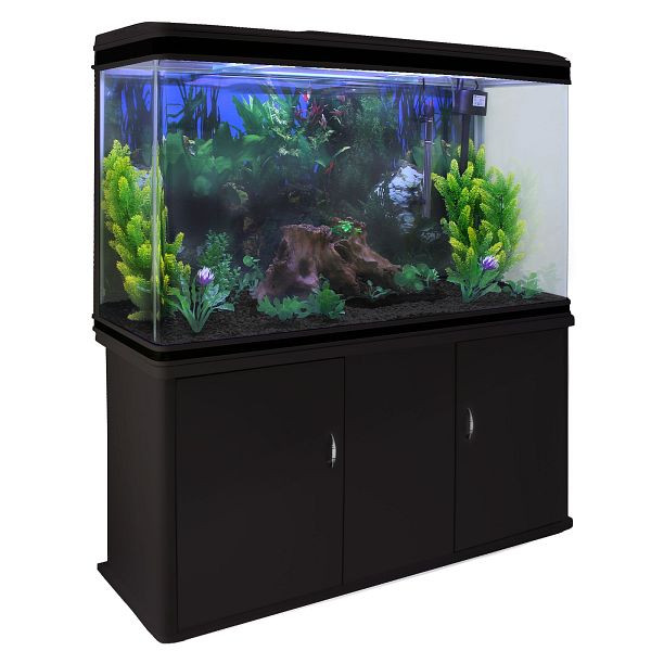 Ensemble complet d'aquarium KuKoo 300 L avec meuble bas et gravier noir, 25164