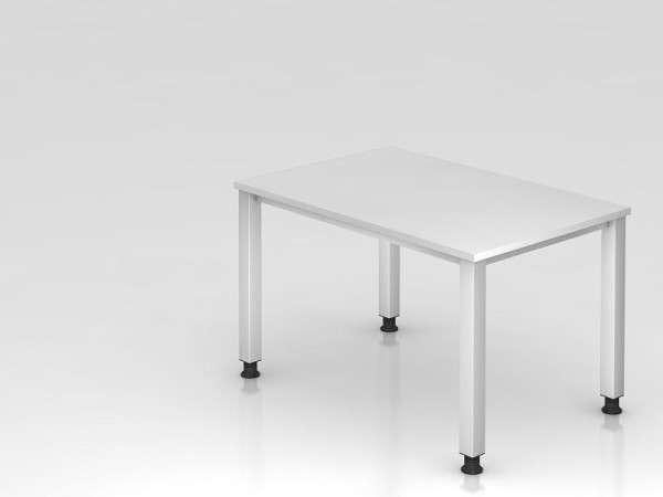 Bureau Hammerbacher 4 pieds carré 120x80cm blanc, forme rectangulaire, VQS12/W/S