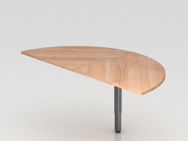 Table à rallonge Hammerbacher 2x quart de cercle/socle carré noyer/graphite, demi-cercle pour fixation sur un bureau, VRA160/N/G