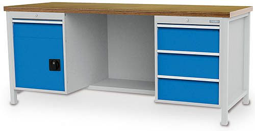 Établi à caisson Bedrunka+Hirth série 2000 R18-24, 1x150, 3x200mm, tiroir extension complète 100%, 2000 x 750 x 859 mm, 03.19.24V