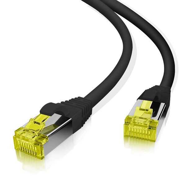 Câble patch Helos S/FTP Cat 6a noir 7,5m, 118164