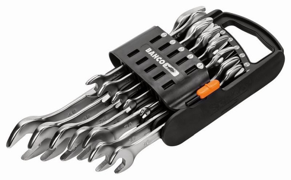 Jeu de clés à fourche double Bahco, 12 pièces, support en plastique, 6M/SH12