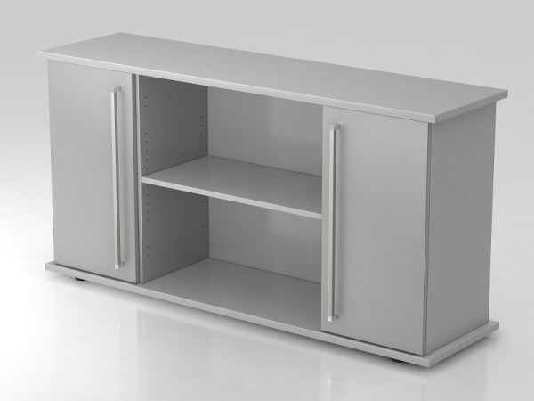 Buffet Hammerbacher 2 portes 166cm poignée chromée gris/argent, 166,1x44,8x84 cm (LxPxH), VSB2T/5/S/CE